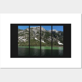 The fabulous alpine lake of Landro (Durrensee) in the Dolomites (Dobbiaco). Lovely place in the Italian Alps. Reflections in the water. Sunny spring day. Trentino Alto Adige Posters and Art